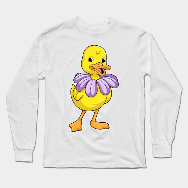 Duck with Daisy Long Sleeve T-Shirt by Markus Schnabel